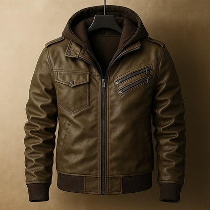 Leonardo Leather Hooded Jacket
