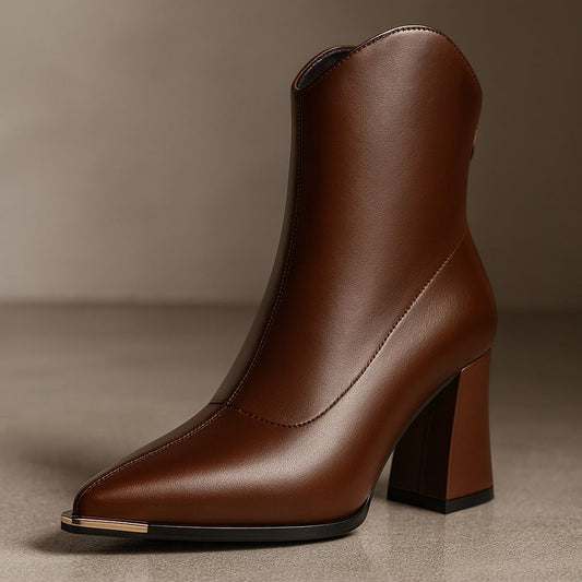 Giada Leather Block-Heel Ankle Boot