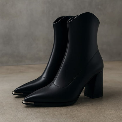 Giada Leather Block-Heel Ankle Boot