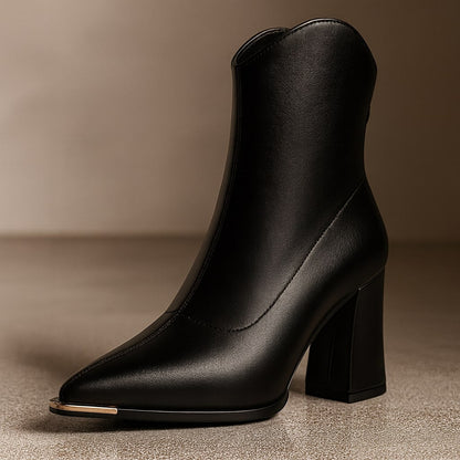 Giada Leather Block-Heel Ankle Boot