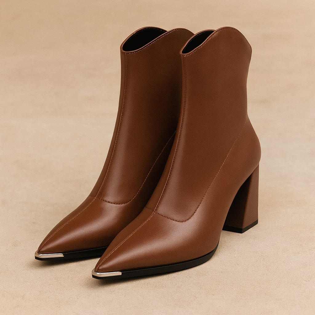 Giada Leather Block-Heel Ankle Boot