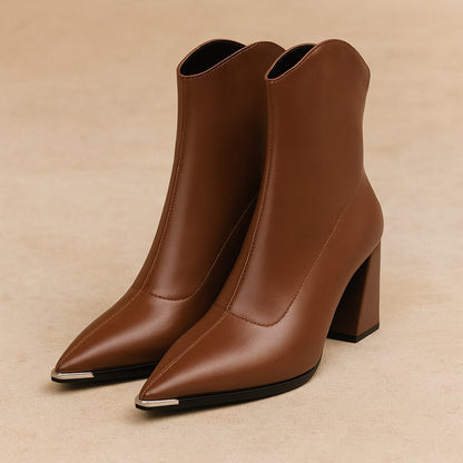 Giada Leather Block-Heel Ankle Boot