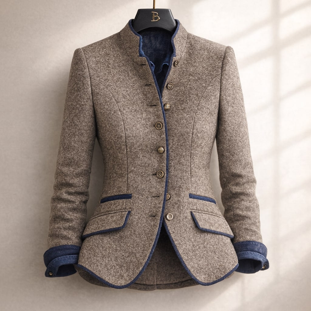Alessandra Tailored Stand-Collar Jacket