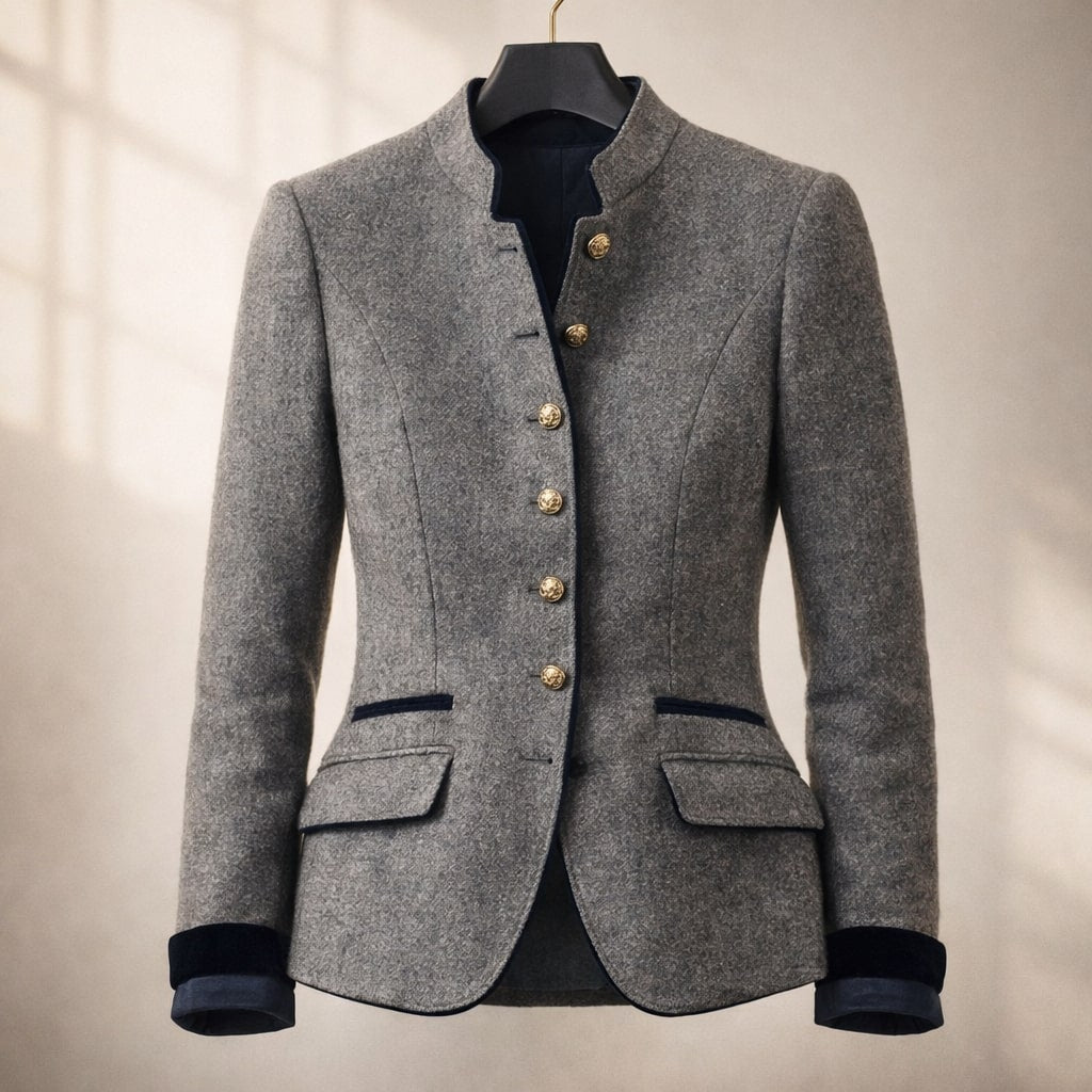 Alessandra Tailored Stand-Collar Jacket