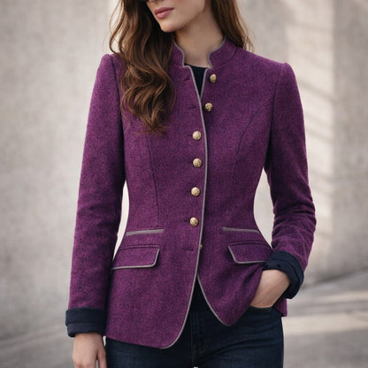 Alessandra Tailored Stand-Collar Jacket