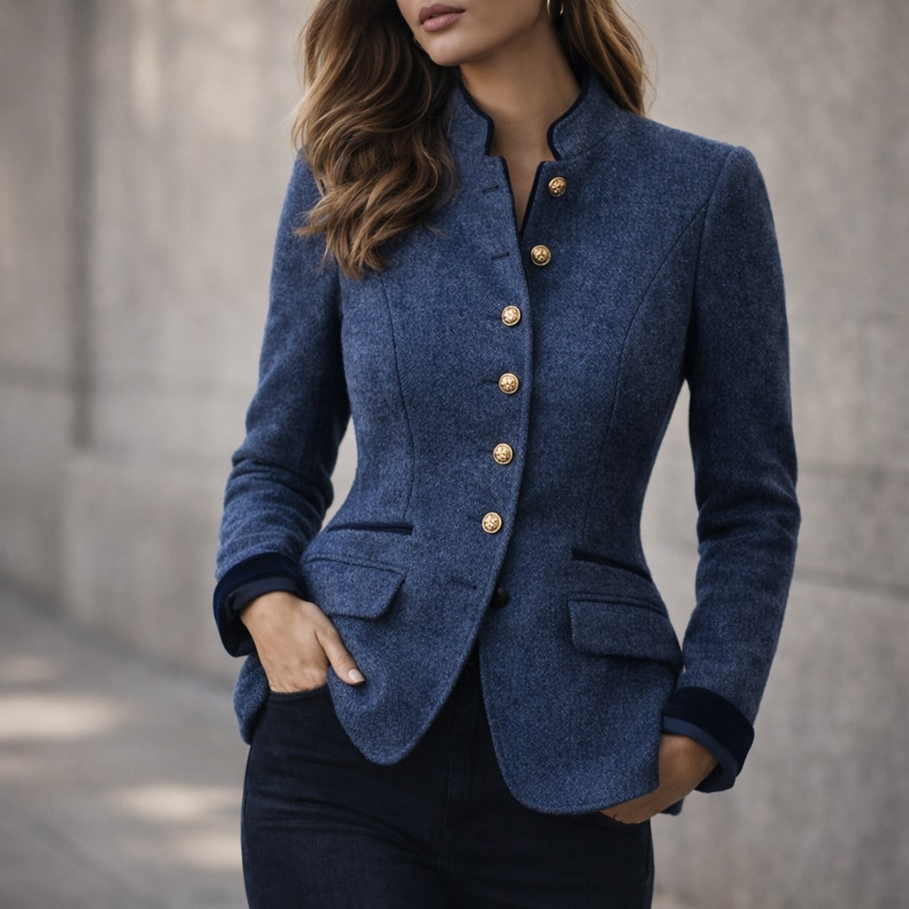 Alessandra Tailored Stand-Collar Jacket