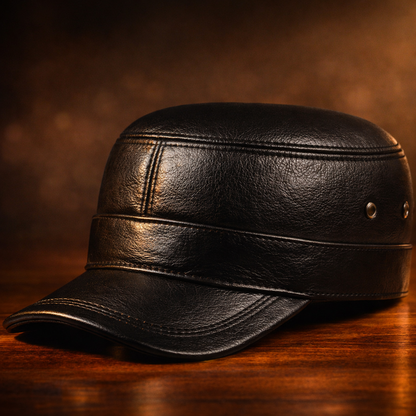 Barnaby Leather Flat Cap