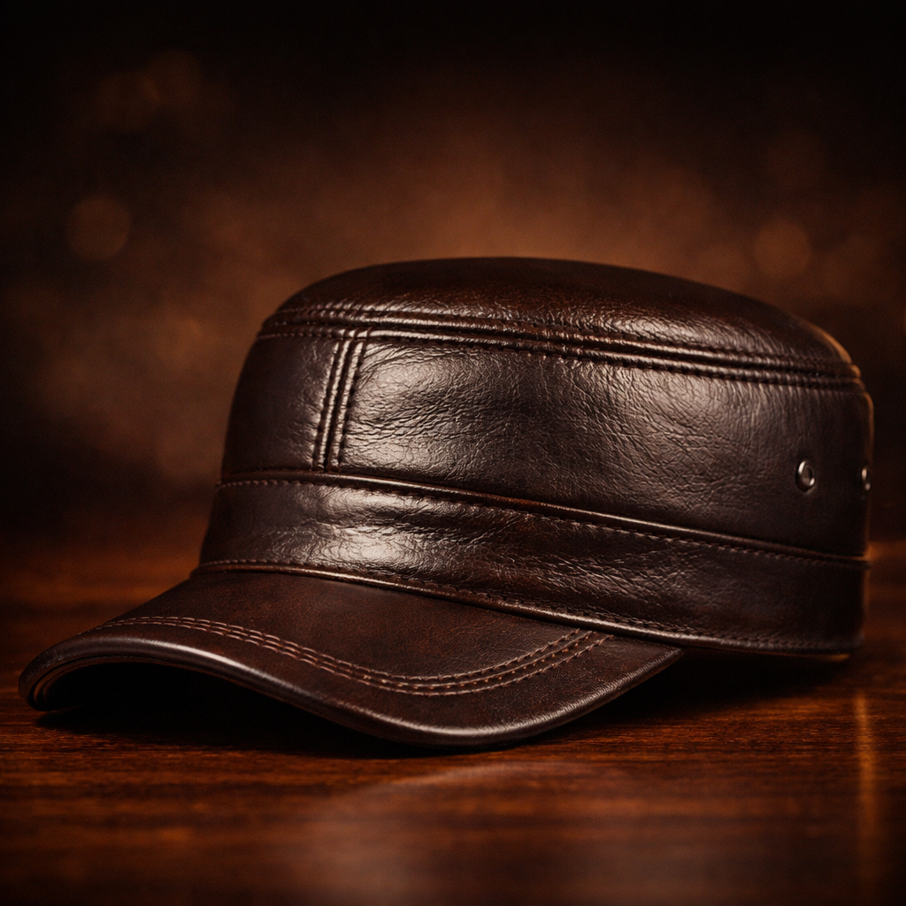 Barnaby Leather Flat Cap