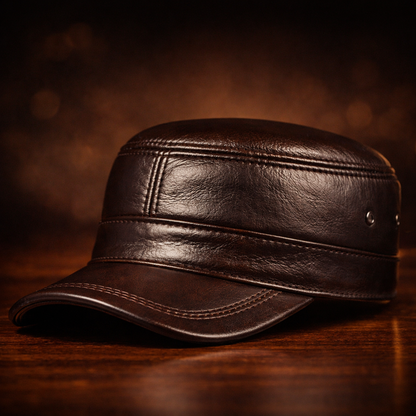 Barnaby Leather Flat Cap