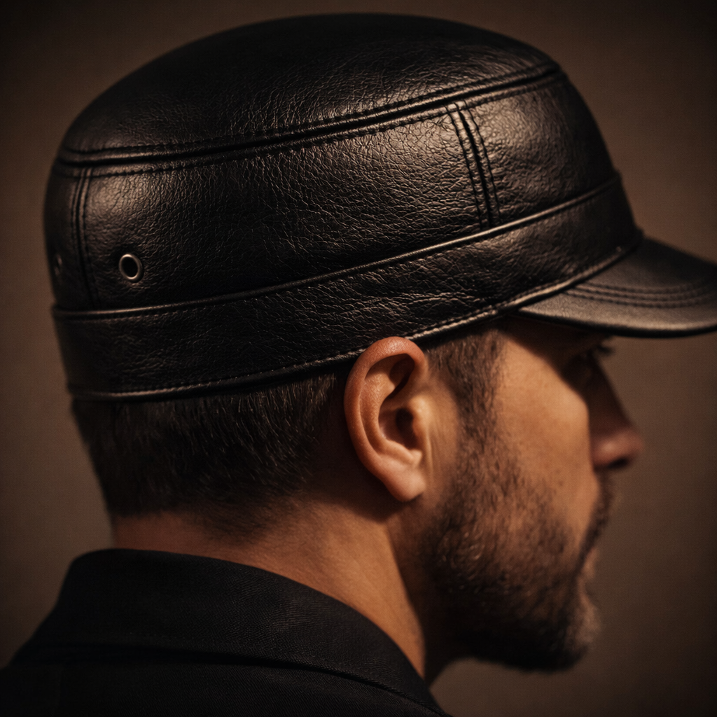 Barnaby Leather Flat Cap