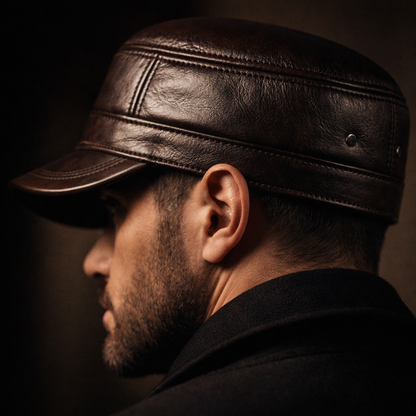 Barnaby Leather Flat Cap