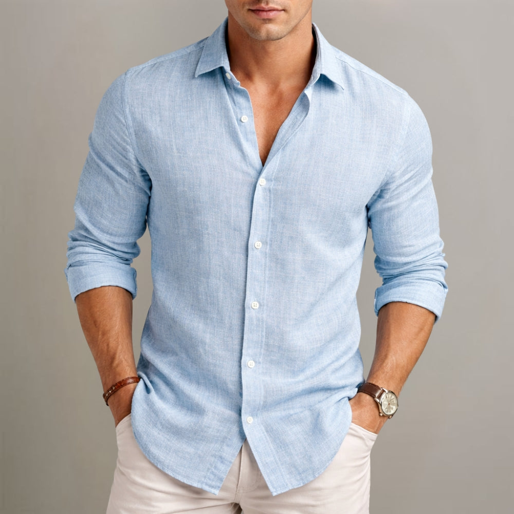 Arden Casual Cotton Linen Shirt With Button
