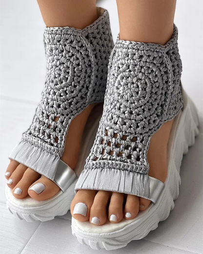 Elara Boho Knit Sandals