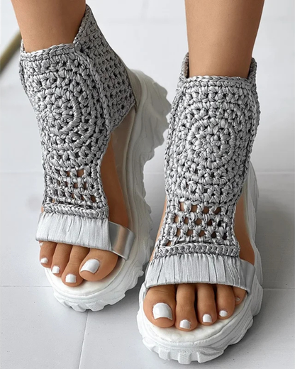 Elara Boho Knit Sandals