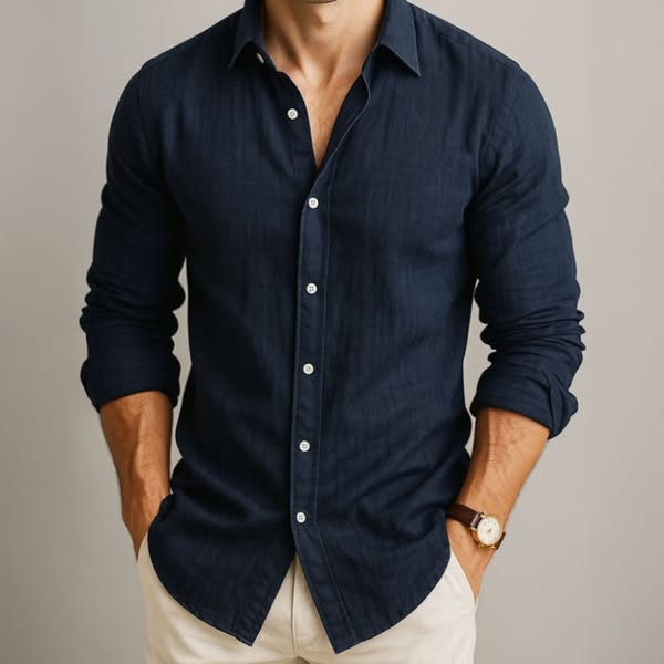 Arden Casual Cotton Linen Shirt With Button