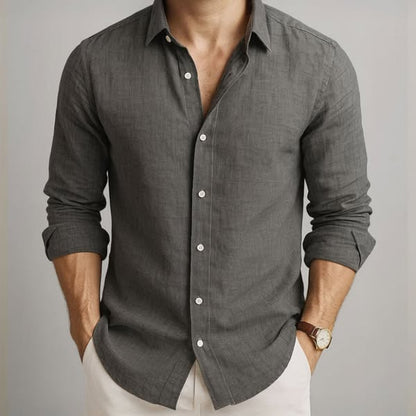 Arden Casual Cotton Linen Shirt With Button