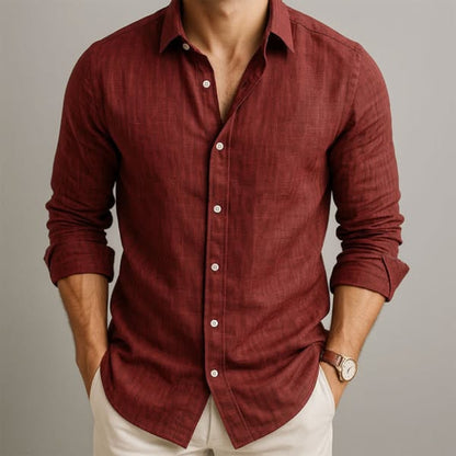Arden Casual Cotton Linen Shirt With Button