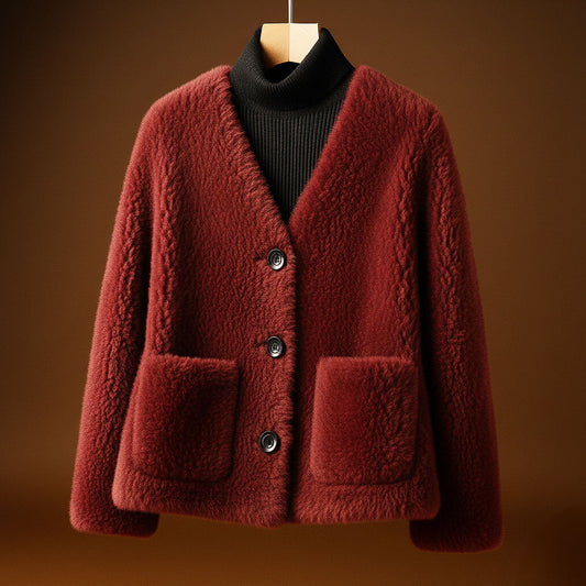 Aurora Shearling Button Jacket
