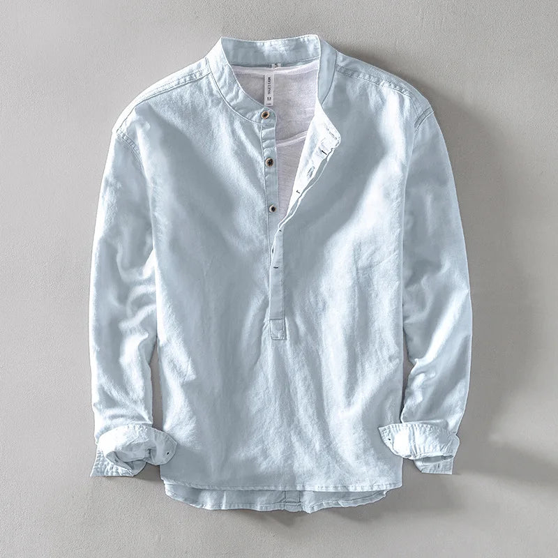 Riviera Linen Mandarin Shirt