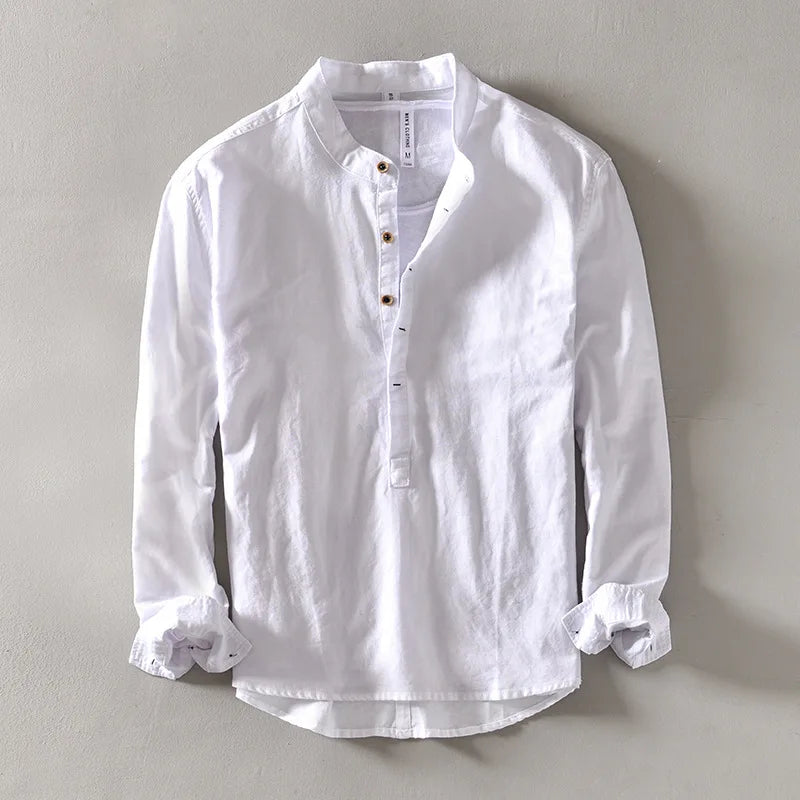 Riviera Linen Mandarin Shirt