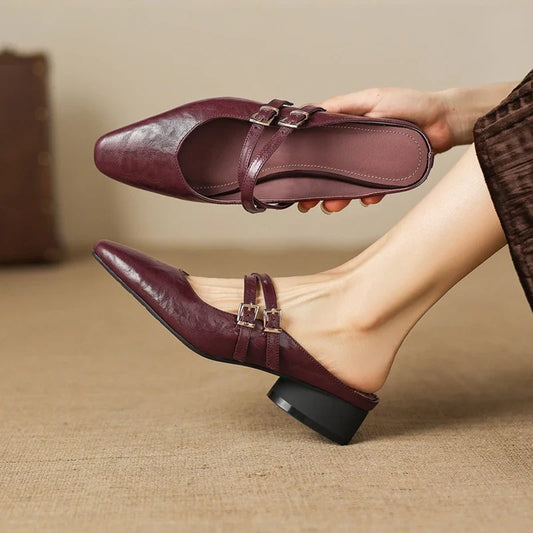 Delphine Leather Strap Mules