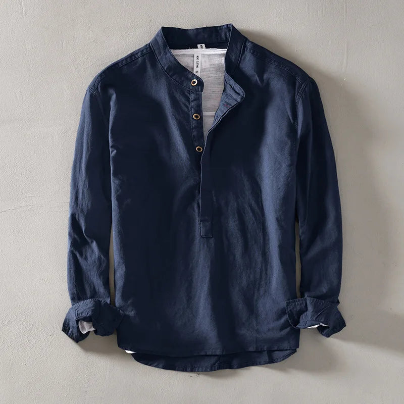Riviera Linen Mandarin Shirt