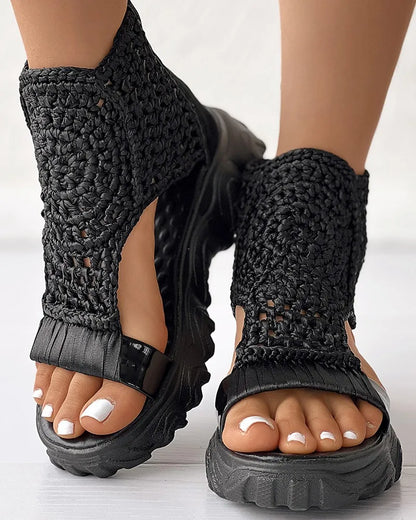 Elara Boho Knit Sandals
