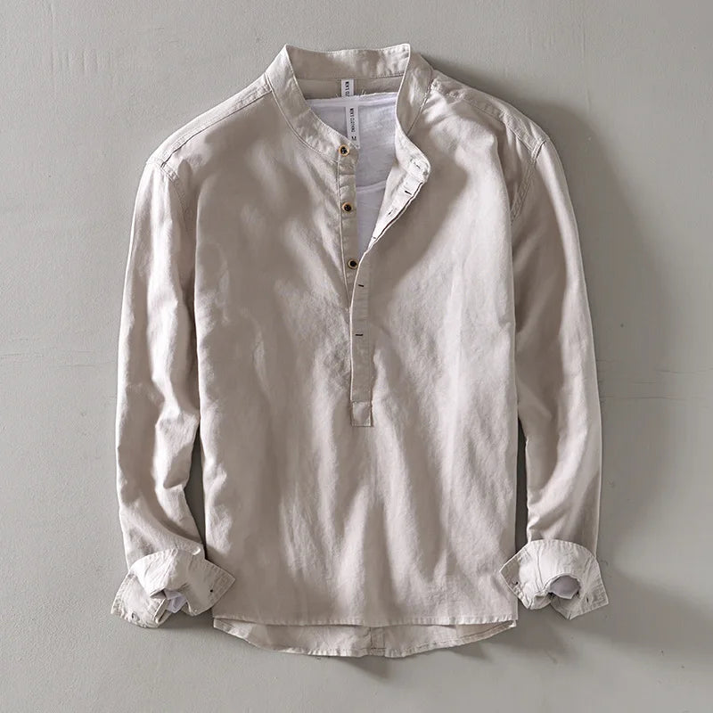 Riviera Linen Mandarin Shirt
