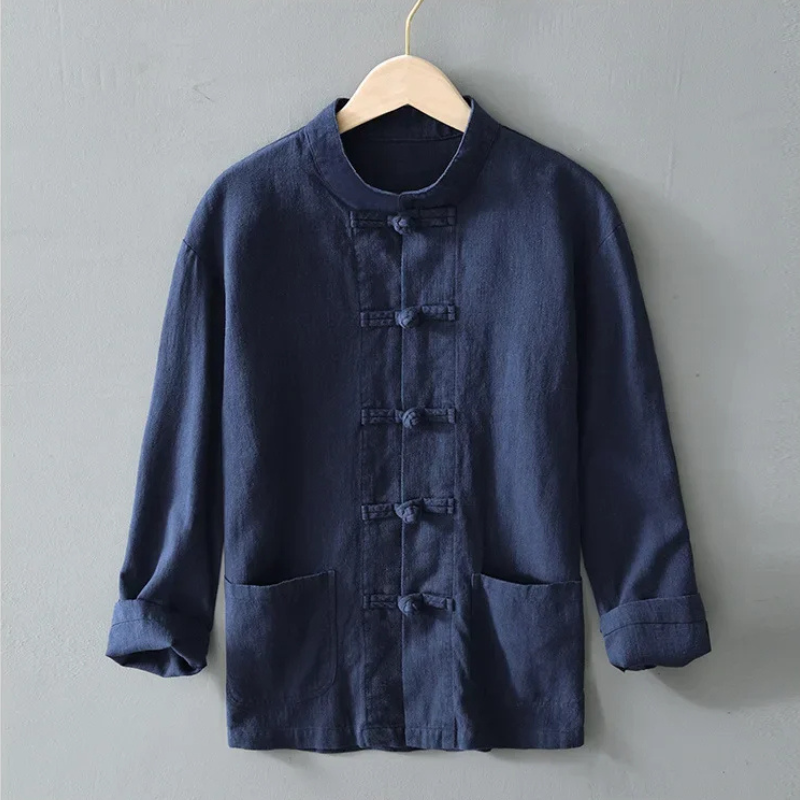 Tangier Linen Mandarin Shirt