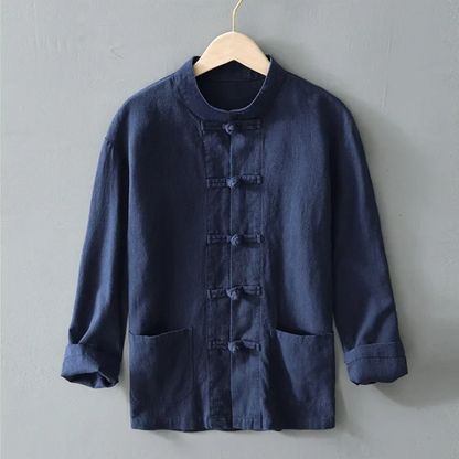 Tangier Linen Mandarin Shirt