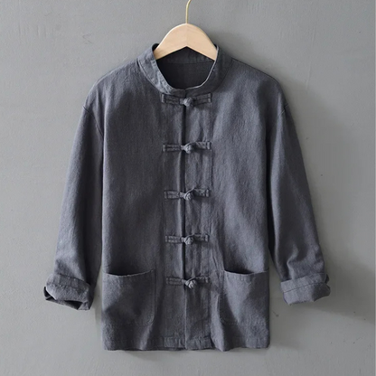 Tangier Linen Mandarin Shirt