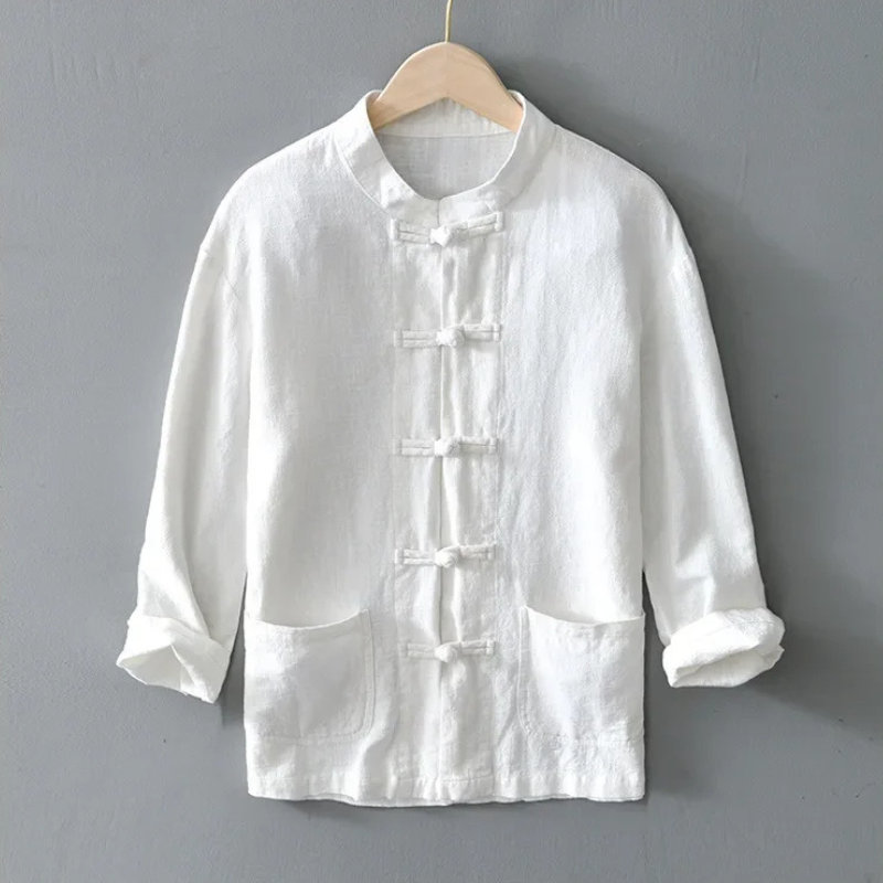 Tangier Linen Mandarin Shirt