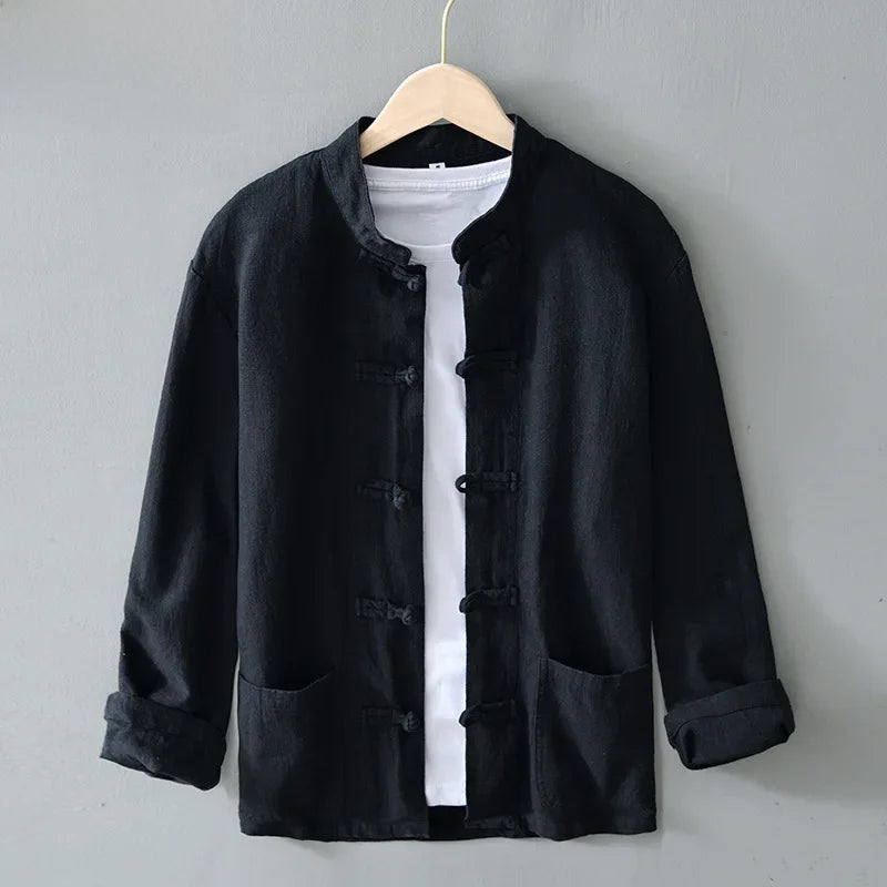 Tangier Linen Mandarin Shirt