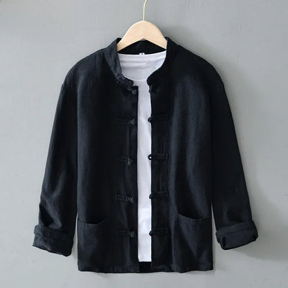 Tangier Linen Mandarin Shirt