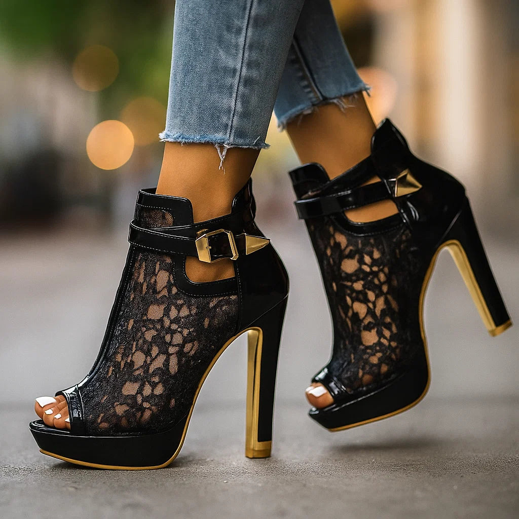 NOIR LACE HEELS