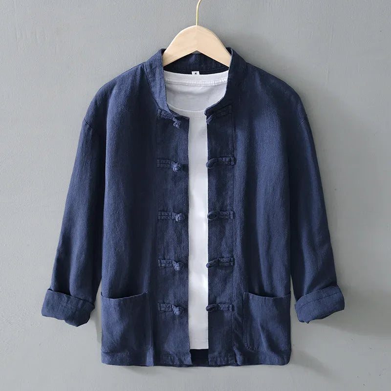 Tangier Linen Mandarin Shirt