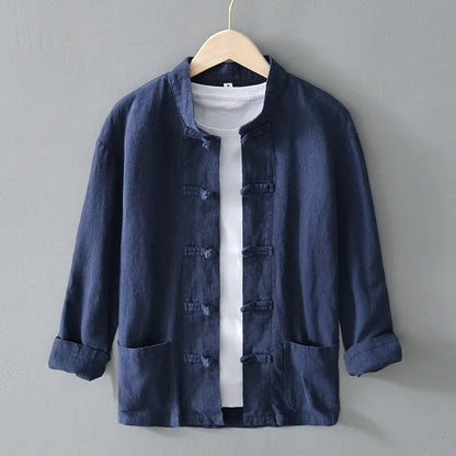 Tangier Linen Mandarin Shirt