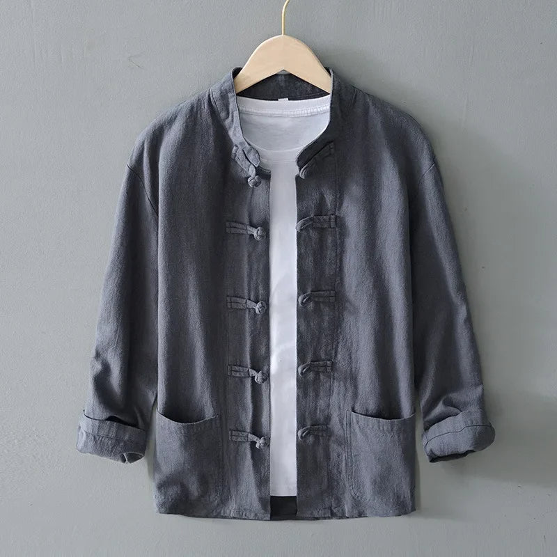 Tangier Linen Mandarin Shirt