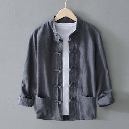 Tangier Linen Mandarin Shirt