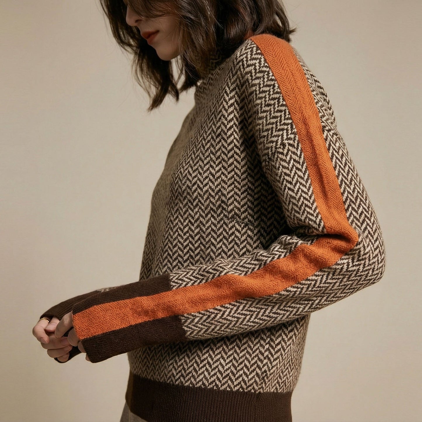 Giulia Herringbone Knit Pullover