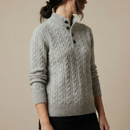 Caterina Cable-Knit Button Pullover
