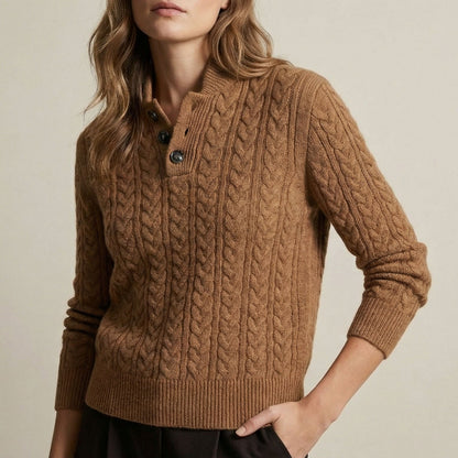 Caterina Cable-Knit Button Pullover